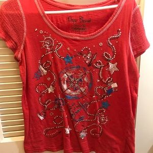 Red white and blue top